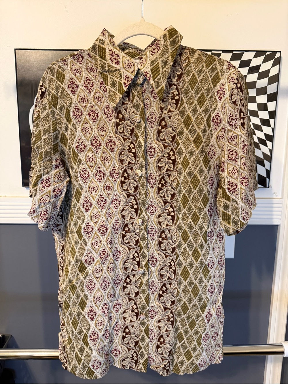 Vintage Tess 100% Silk Button Down